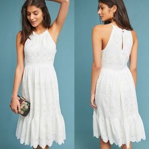 Anthropologie Tiered Eyelet Midi Dress new